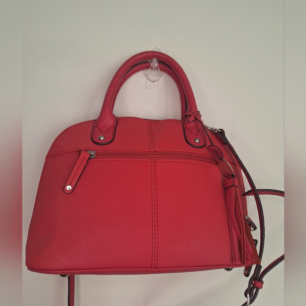 Tignanello Salmon Pink Saffiano Leather Crossbody Satchel Handbag